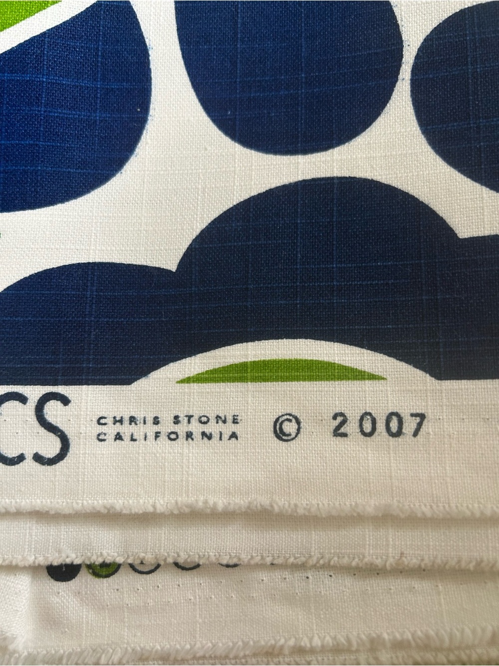 Vintage Chris Stone Mod Geometric Patterned Upholstery Fabric. Blue and Green - Picture 4 of 10